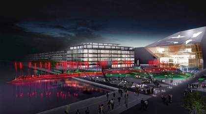 Artists impression of Dublin Docks Grand Canal Square designed by Martha Schwartz Patrners