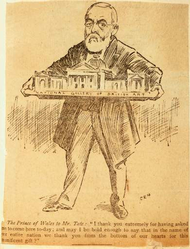 Henry Tate holding a model of Tate Gallery Pall Mall Gazette 21 July 1897.