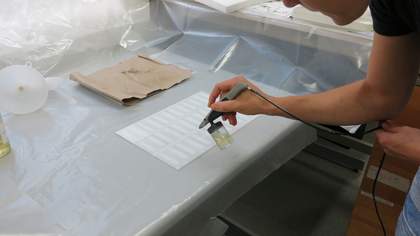 Conservation of Michael Dillon's Op Structures - spray gun sebum oil