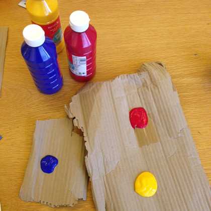 bottles and blobs of paint