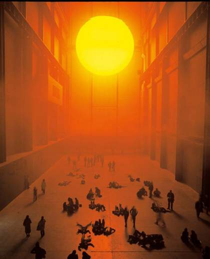Photograph of Olafur Eliasson's The Weather Project in the Turbine Hall in 2003 