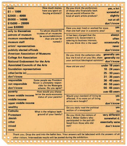John Weber Gallery Visitor’s Profile 2 (questionnaire, side 2)