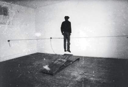 Juan Munoz Performing a piece at PS One New York 1982 one