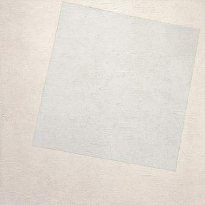 Kazimir Malevich Suprematist Composition White on White 1918 painting of an off set white square on a white square canvas
