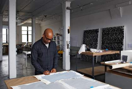 Glenn Ligon in his studio, Brooklyn, New York