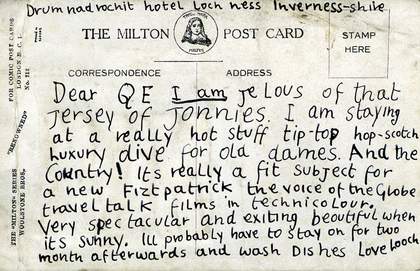 Lucian Freud Postcard to Elsie Nicholson 1943