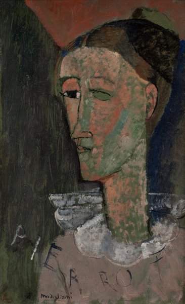 abstract painting of a man with a ruffle collar