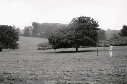 Richard Long standing in the viewing place at Ashton Park Bristol 1967