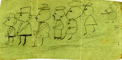 Marcel Duchamp Parade: Seven People in Profile with Hats 1892
