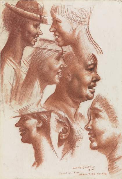Mark Gertler, Studies for Merry-Go-Rounds, 1916, crayon on paper, 75 x 59 cm – private collection, courtesy Piano Nobile, Robert Travers (Works of Art) Ltd