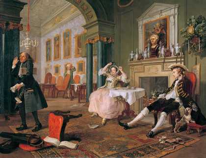 William Hogarth, Marriage A-la-Mode: 2, The Tête à Tête, c 1743. The National Gallery, London