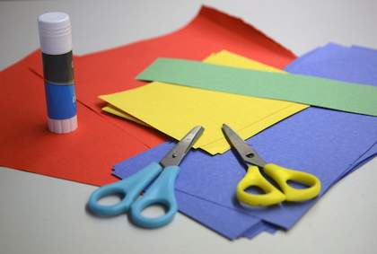 Bright coloured paper and glue
