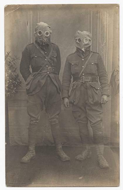 Soldiers in gas masks, c1915