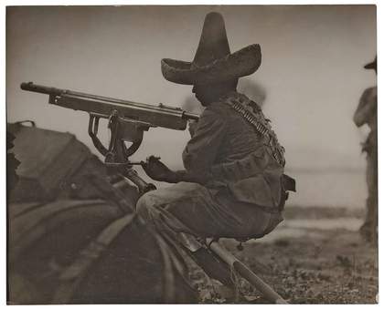 Rebel machine gunner, second Battle of Torreon, Mexican Revolution, April 1914