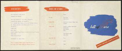Menu, seating plan and guest list designed by László Moholy-Nagy for the Walter Gropius Dinner at the Trocadero, London, 9 March 1937