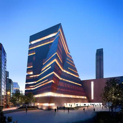 An architectural concept view of the new Tate Modern building at dusk