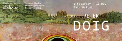 Exhibition banner for Peter Doig at Tate Britain