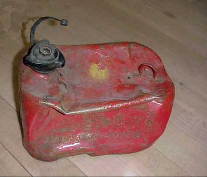 Petrol can, one of the objects from Cornelia Parker's installation Cold Dark Matter: An Exploded View