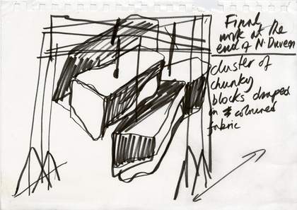 A drawing by Phyllida Barlow; part of her preparation work for a commission at Tate Britain in 2014