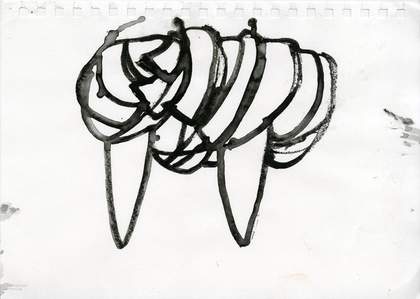 A drawing by Phyllida Barlow; part of her preparation work for a commission at Tate Britain in 2014