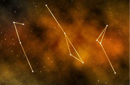 an image of constellations in an orangy-black background