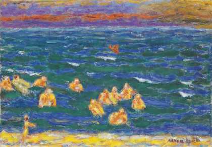 Pierre Bonnard, Baigneurs à la fin du jour, 1945, oil paint on canvas, 48 x 68 cm - Courtesy Le Musée Bonnard, Le Cannet