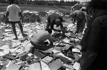 Detail of Avital Geva's The Books in Landscape Experiment 1972