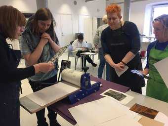 Printmaking workshop participants