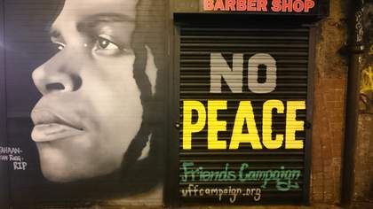 Brixton mural by an anonymous artist commemorating the death in police custody of Sean Rigg