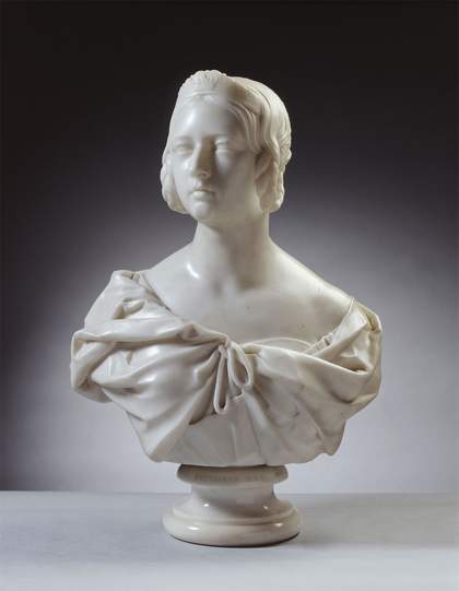 White marble bust of Queen Victoria