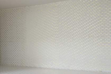 Richard Wright No Title 2008 gold dashes across a white wall and floor