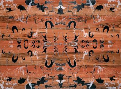 Richard Wright Untitled 2005 black and white abstract patterns painted on to wood panels