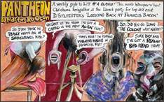 Martin Rowson Pantheon 2000 After Three Studies for Figures at the base of a Crucifixion by Francis Bacon Pen, ink and poster paint 