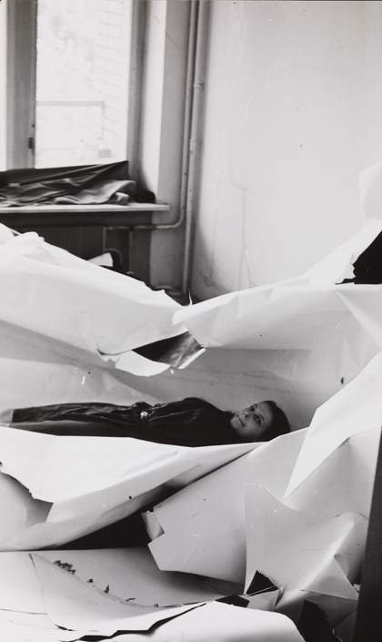 Irina Nakhova in her studio during the de-installation of Room No. 2, 1984