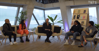 Five panellists speaking at Tate Exchange