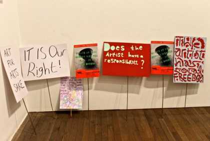 Homemade banners and signs