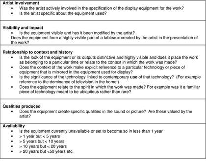 Questions used to identify significance in equipment whose value is not purely functional