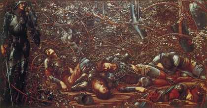 Painting by Sir Edward Coley Burne-Jones titled The Briar Wood 