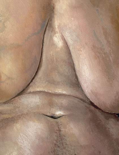 Stanley Spencer, Nude, Portrait of Patricia Preece 1935, oil paint on canvas, 76.2 x 50.8 cm (detail)