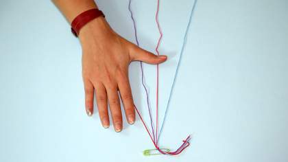 Photograph of bracelet making activity