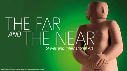 Barbara Hepworth sculpture in the exhibition banner