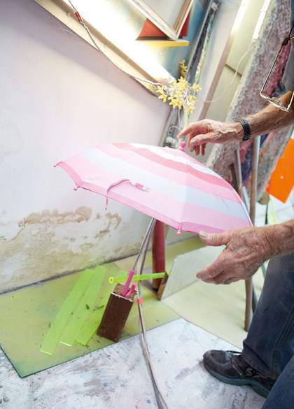 Phillip King and his work in his studio, London, July 2014, photographed by Robin Friend