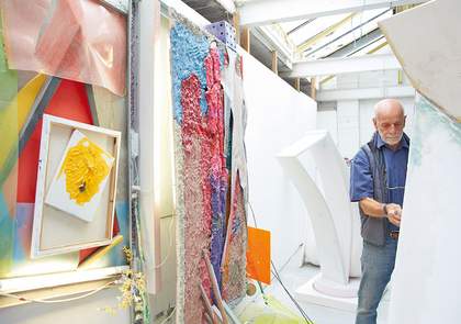 Phillip King and his work in his studio, London, July 2014, photographed by Robin Friend