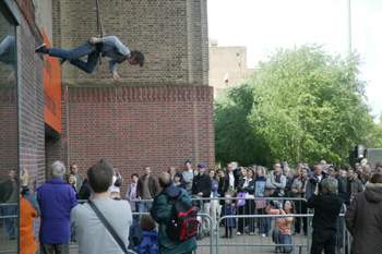Trisha Brown, Man Walking Down the Side of a Building 1970
