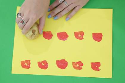 Photograph of potato printing activity 