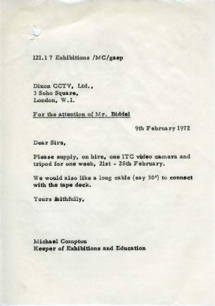Michael Compton, letter to Dixon CCTV, 9 February 1972