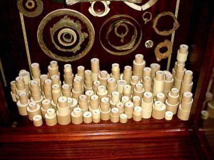 Display of found objects, Tate Thames Dig, 1999