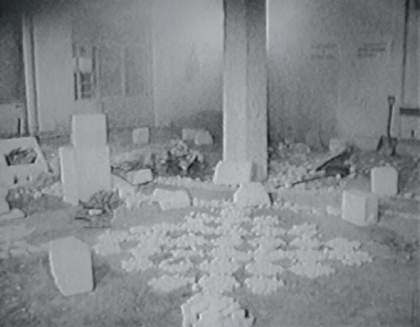 The Locked Room Project Day five: burning polystyrene in the background