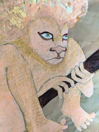Jesse Darling Lion in wait for Jerome and his medical kit, detail © Jesse Darling 2018