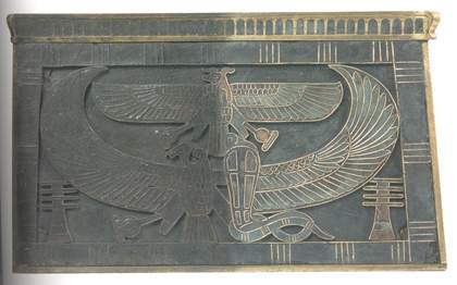 The Singer exhibited 1889 (detail of front of plinth mid-restoration)